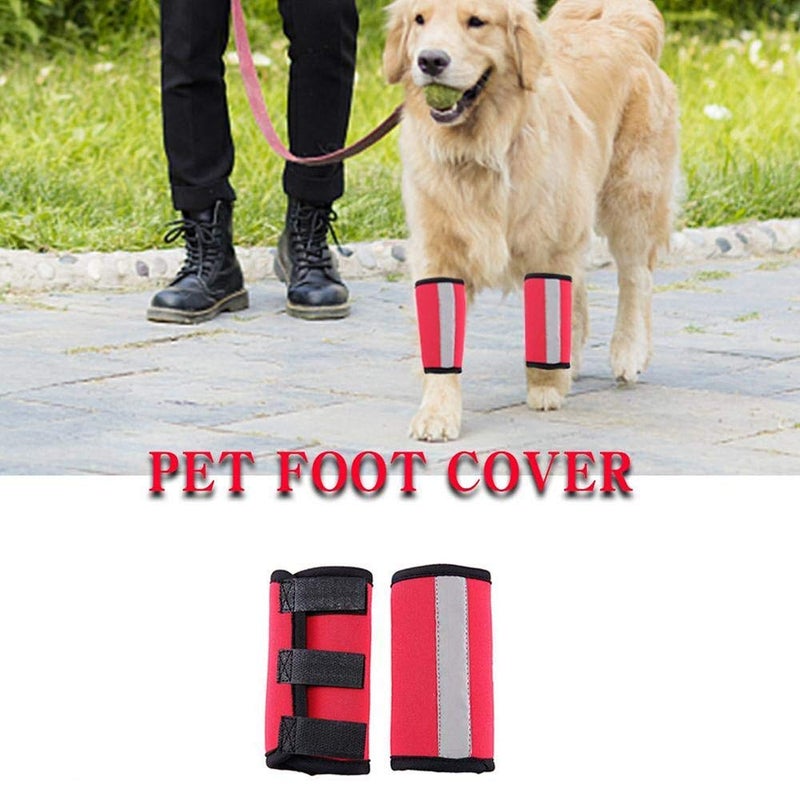 Emoly 1 Pair Reflective Tape Elbow Protectors, Dog Front Leg Braces Pet Knee Pads Dog Elbow Protector Help with Injuries Sprains and Loss of Stability Caused by Arthritis(S, Red) - Image 5